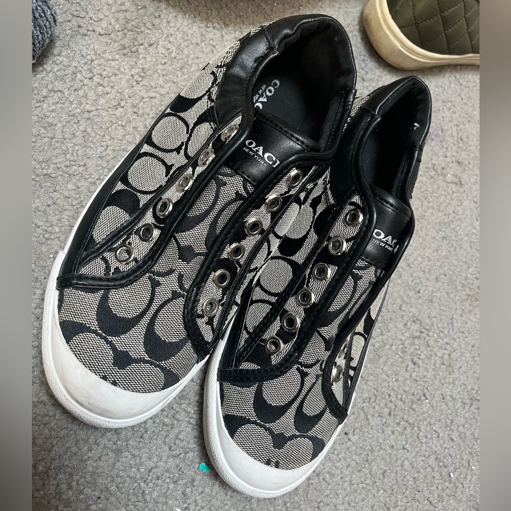 Black and grey coach sneakers